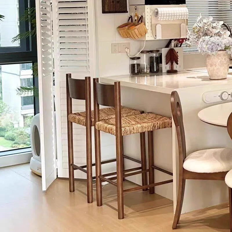 Wooden Braided Rope Barstool | Nordic Luxury Bar Chair Barstool Babs