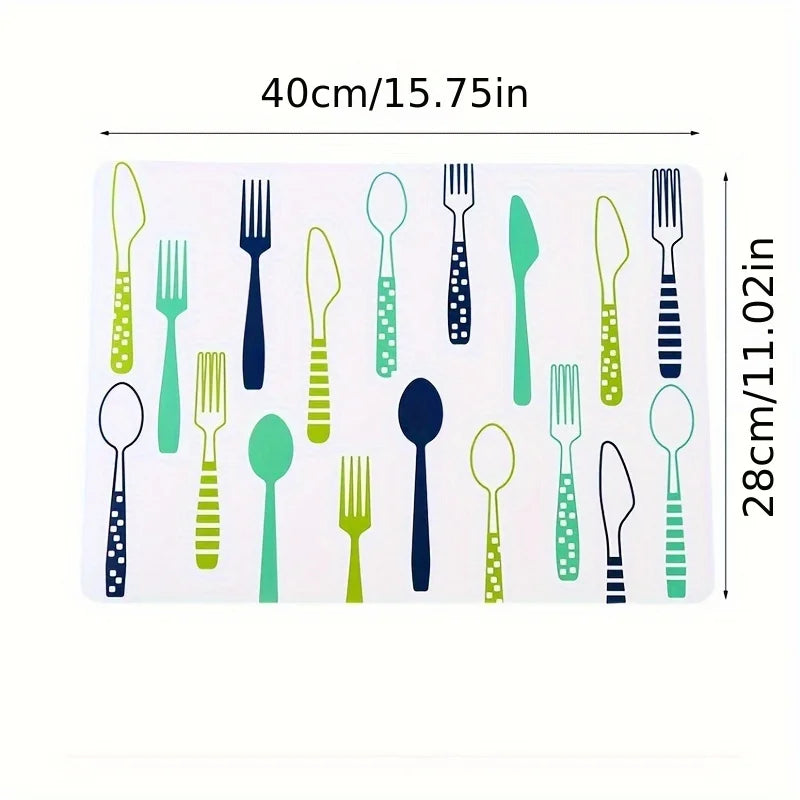 4PCS Kids Cartoon Placemats PP Table Mats & Coasters 40x28cm Kids Placemats Set Babs green 4pcs