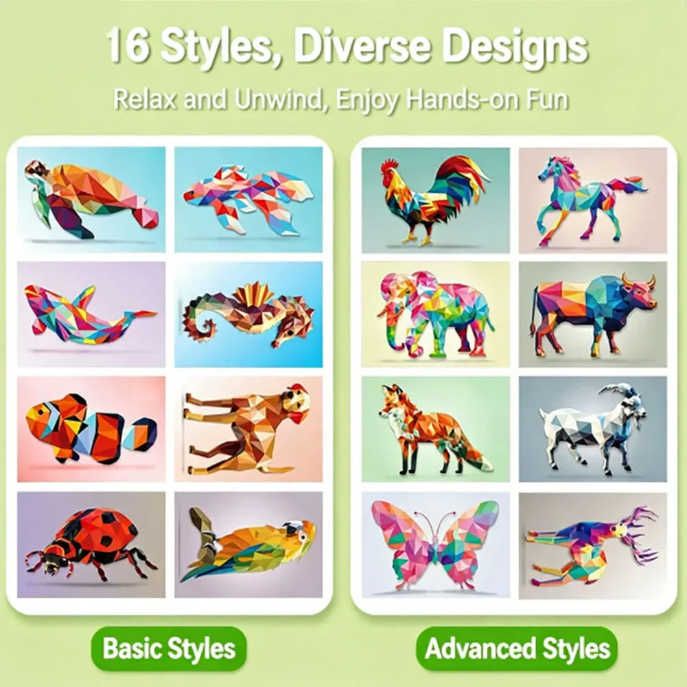 Kids 3D Mosaic Sticker Puzzle – DIY Animal Collage Art Kit Ages 3+ Kids Craft Puzzle Kit Babs