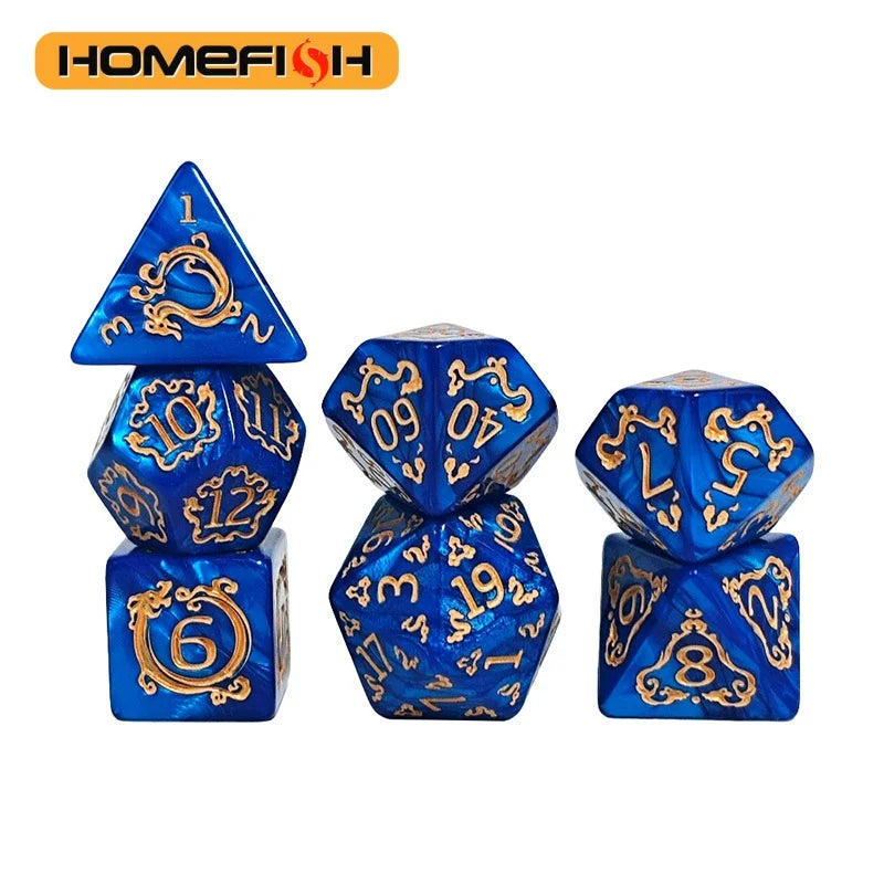 7-Piece Dragon Pattern Polyhedral DND Dice Set – D&D TRPG RPG Dice Set Babs