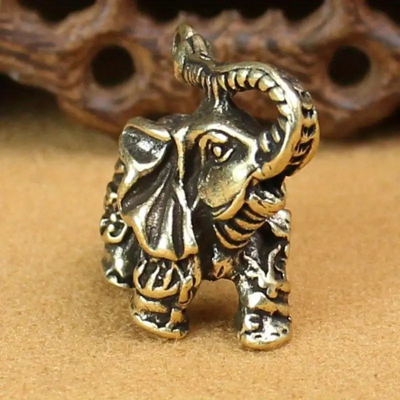 2pcs Brass Elephant Couple Desktop Ornament – Unique Home Decor Desktop Figurine Set Babs