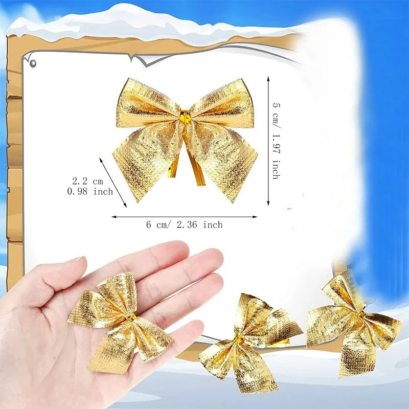 Mini Christmas Bows 12/24/36 Pcs – Red & Gold Xmas Bowknots Christmas Bow Ornaments Babs