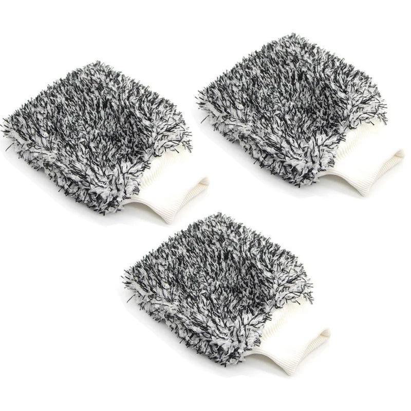 Microfiber Car Wash Gloves – Scratch-Free High Density Car Wash Gloves Babs Black-3Pcs