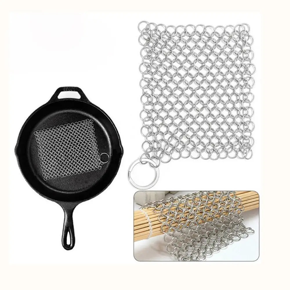 Chainmail Scrubber for Cast Iron & Wok | Stainless Steel Cookware Scrubber Babs