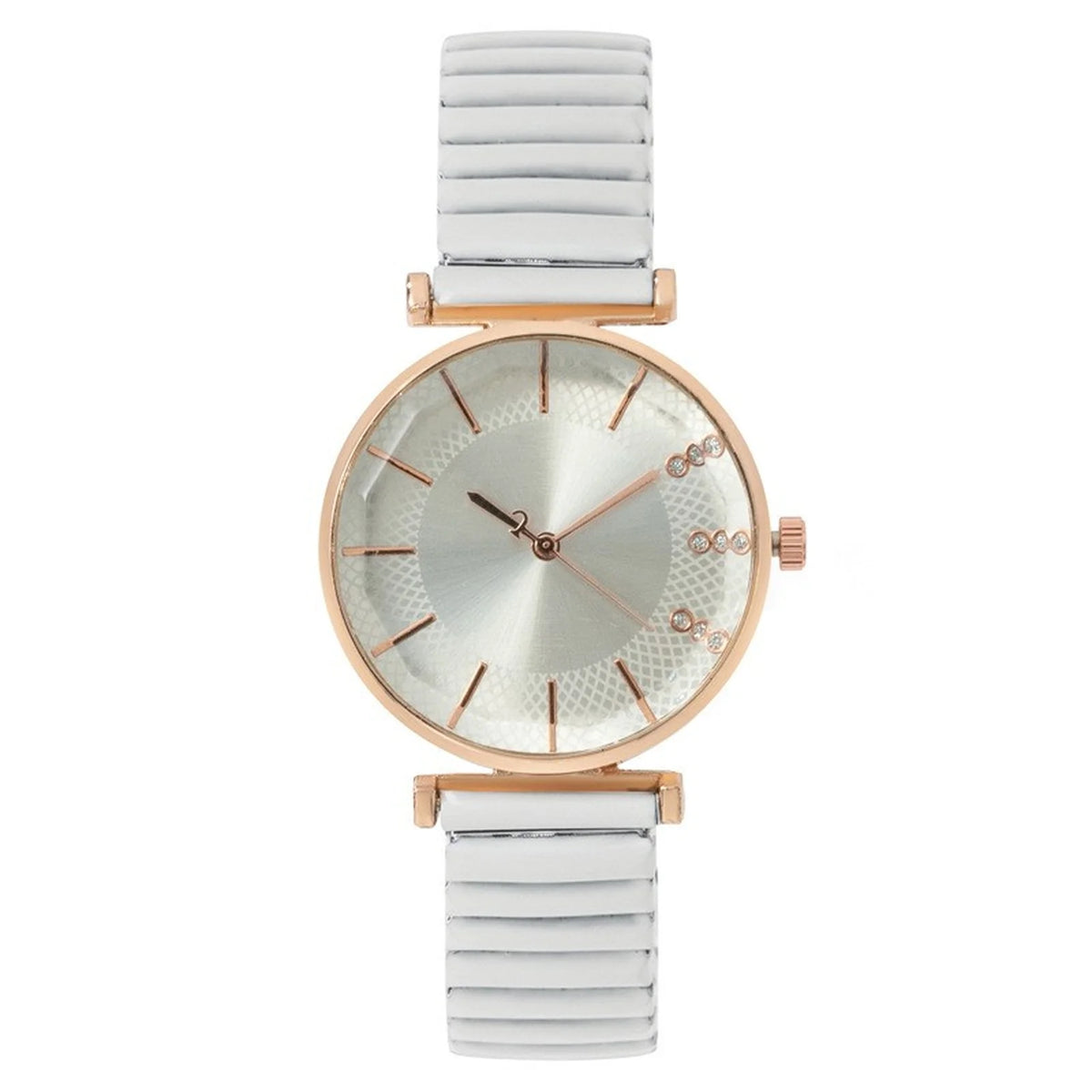 Women's Crystal Blue Quartz Watch – Stretch Strap Dress Watch Women's Dress Watch Babs White