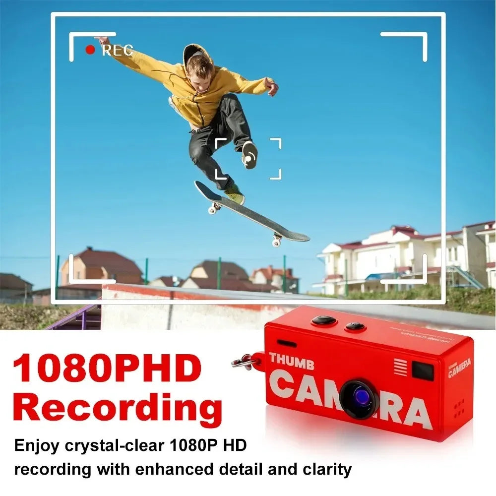 KEBIDUMEI Mini Retro Keychain Camera 1080P FHD Thumb Camcorder Mini Action Camera Babs