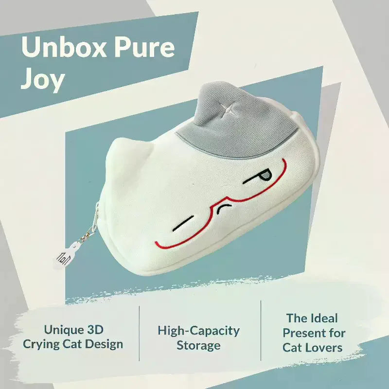 3D Crying Cat Plush Pencil Case – Large-Capacity Stationery Pouch Plush Pencil Case Babs