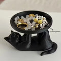 Resin Cat Statue with Tray – Entryway Key Holder Décor Decorative Cat Statue Babs Cat Tray