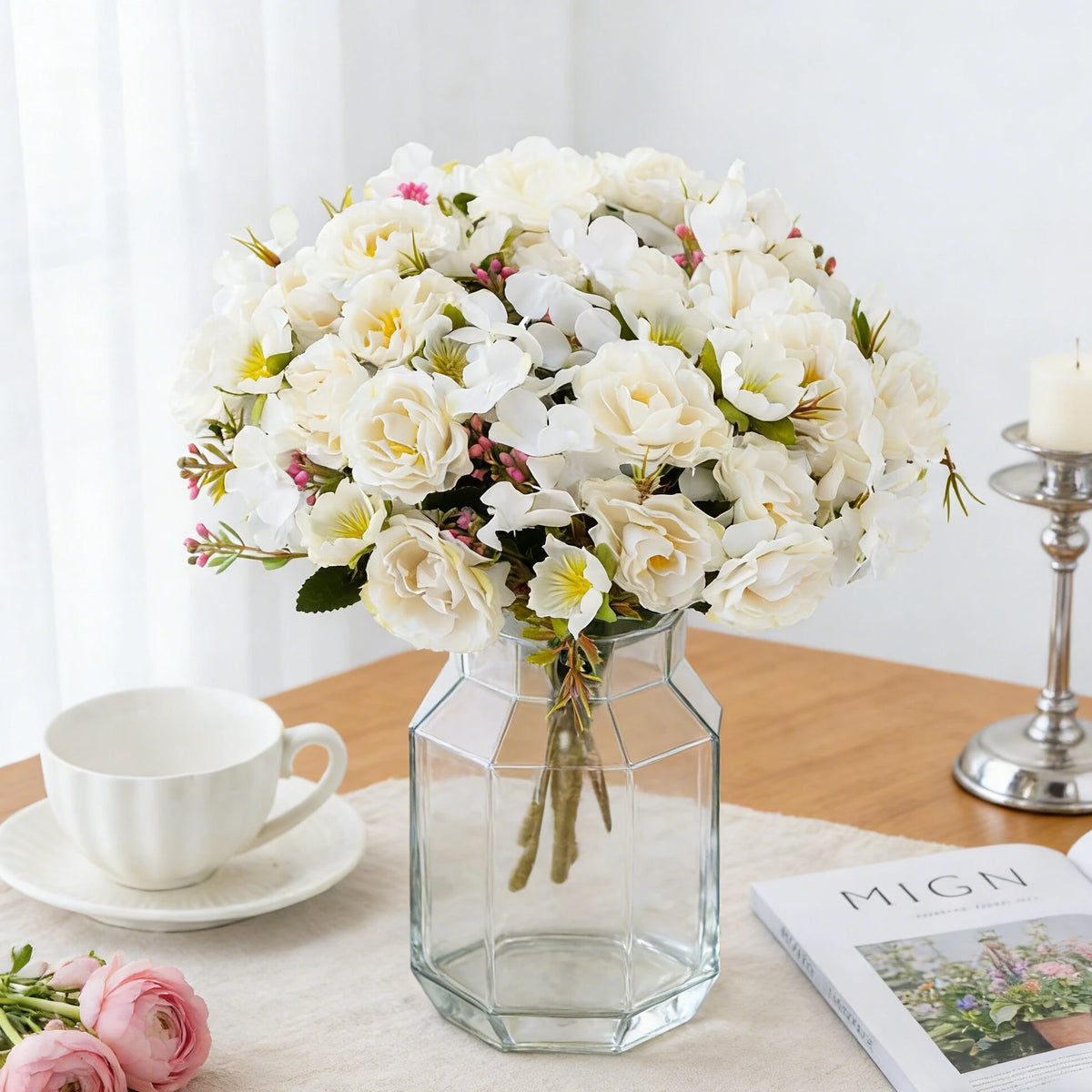 Artificial Silk Peony Rose Bouquet – Wedding & Home Decor Artificial Flower Bouquet Babs