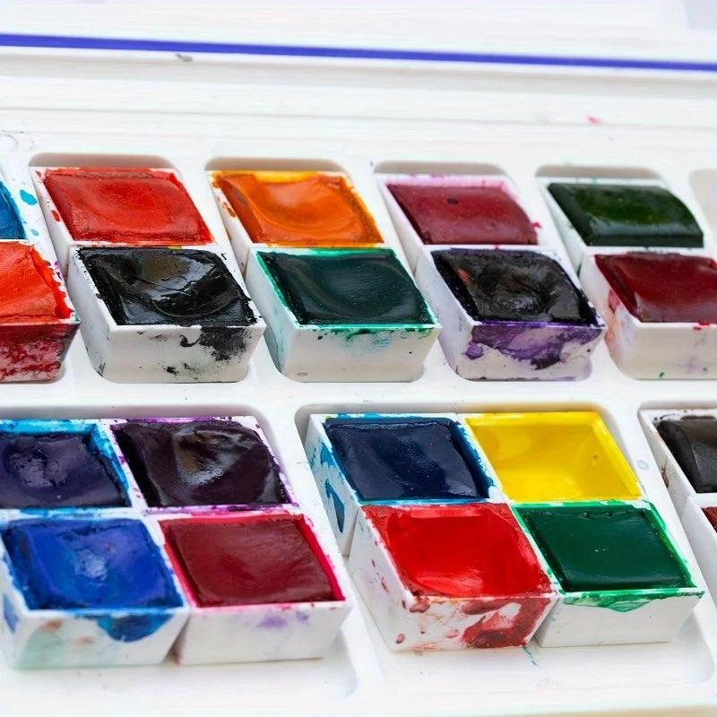 50pcs Empty Watercolor Half Pans – Plastic Paint Pans for Artists Watercolor Paint Pans Babs