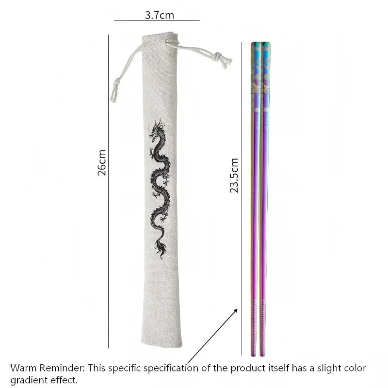304 Stainless Steel Chopsticks | Laser Dragon Pattern Non-Slip Stainless Steel Chopsticks Babs