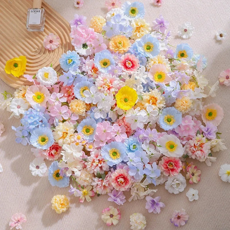 Silk Rose Artificial Flower Heads 4-6CM Mix | 20/50 Pcs Artificial Flower Heads Babs
