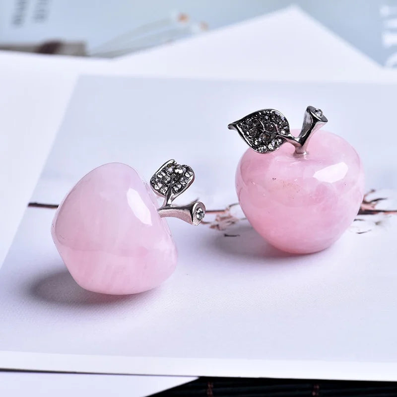 Natural Rose Quartz Pink Apple Crystal Decor & Gift Crystal Figurine Babs