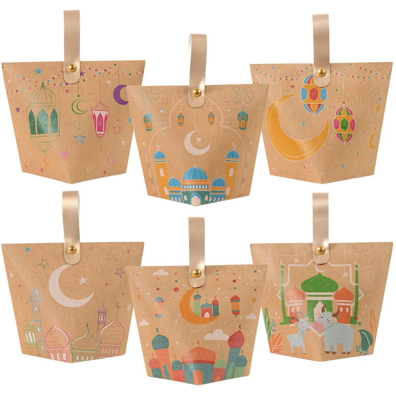 5/10Pcs Eid Mubarak Candy Gift Boxes | Ramadan 2026 Party Supplies Holiday Gift Box Babs
