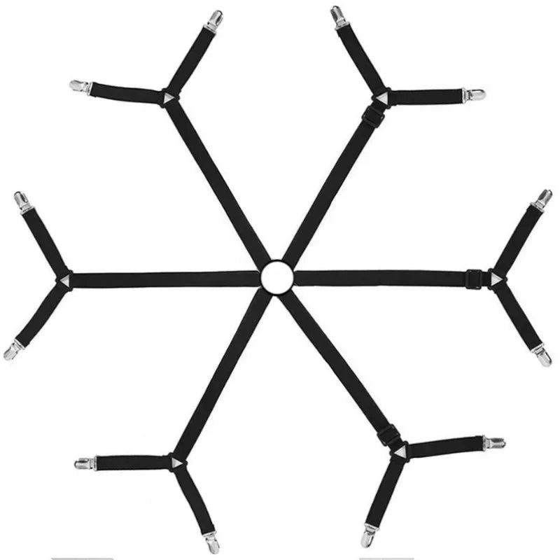 Adjustable Bed Sheet Holder Straps – 12-Clip Fastener Set Bed Sheet Fasteners Babs black