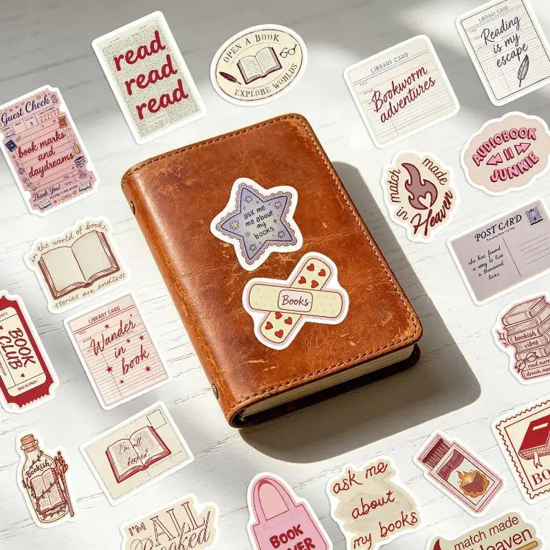 50PCS Bookish Stickers Pack – Book Lover PVC Decals Decorative Sticker Pack Babs