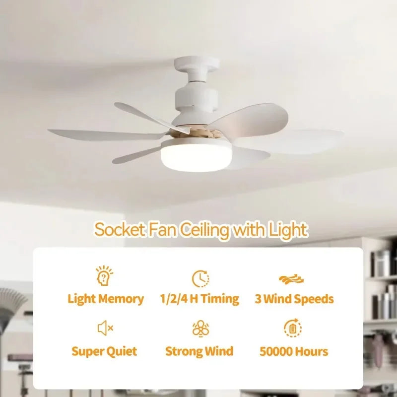 E27 30W LED Ceiling Fan Light with Remote & Dimmer – White Ceiling Fan Light Babs