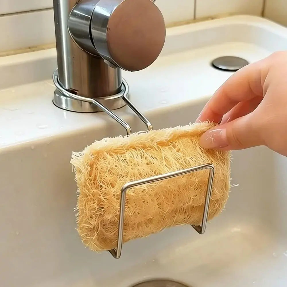 Stainless Steel Sink Sponge Drain Rack | No-Drill Faucet Hook Sink Sponge Holder Babs