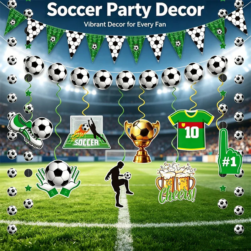 Soccer Party Banner Bunting – Football Birthday Decor Supplies Party Banner Bunting Babs