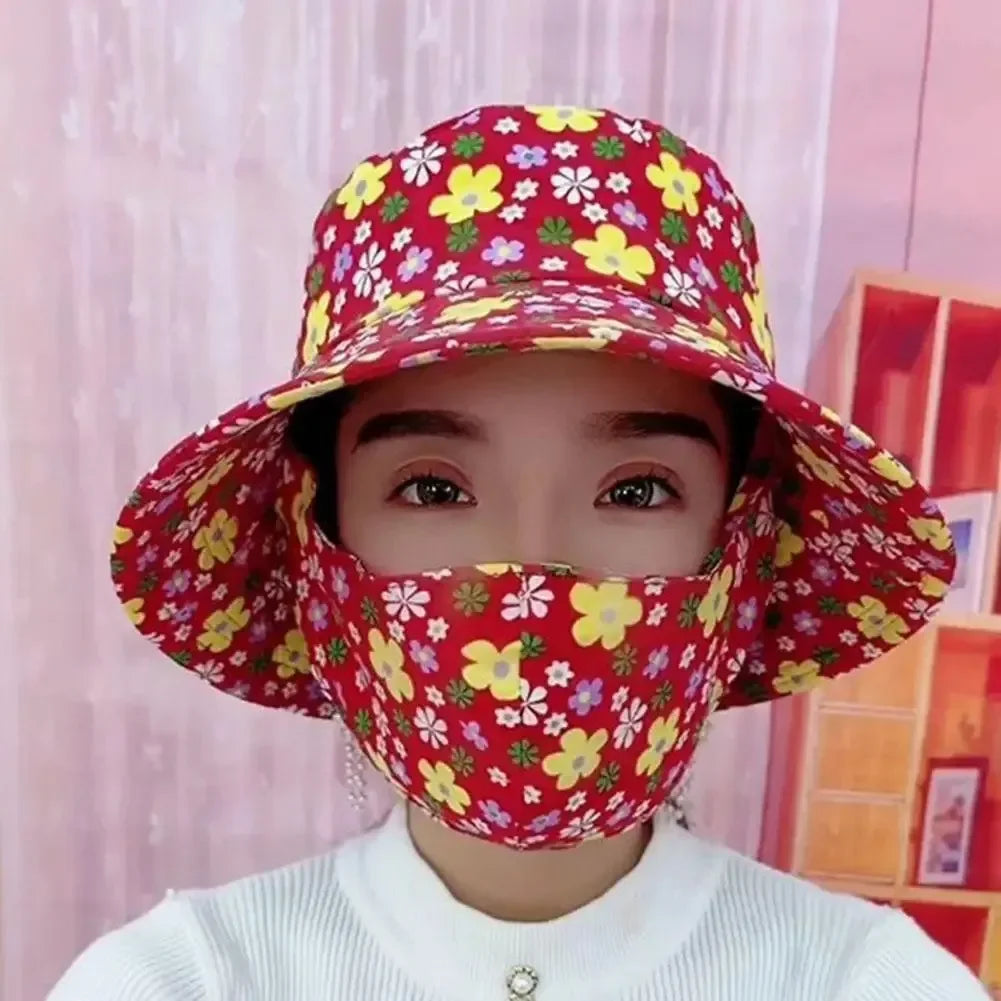 Women's Wide Brim Floral Sun Hat – UV Protection Fisherman Cap Women's Sun Hat Babs Red