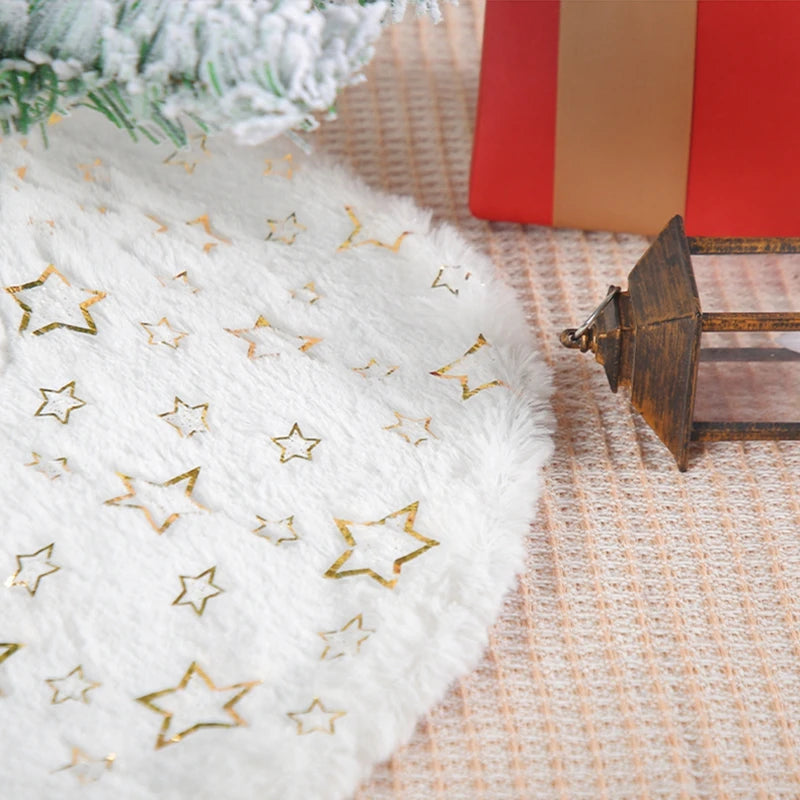 Mini 40cm Christmas Tree Skirt – White Snowflake Faux Fur Mat Christmas Tree Skirt Babs