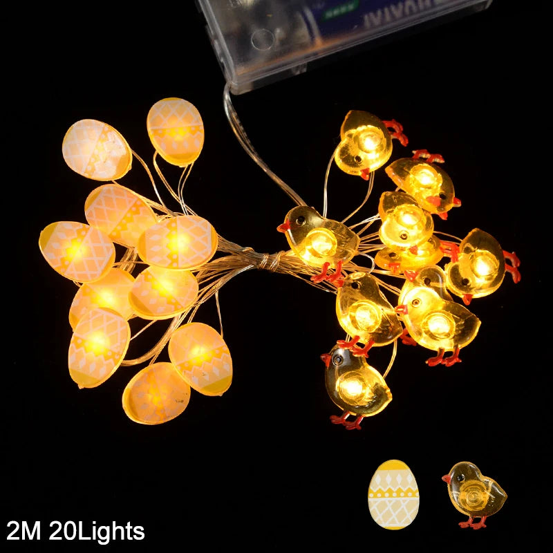 2M 20 LED Easter String Light Garland – Bunny, Egg & Carrot Easter Fairy Light Garland Babs chick egg
