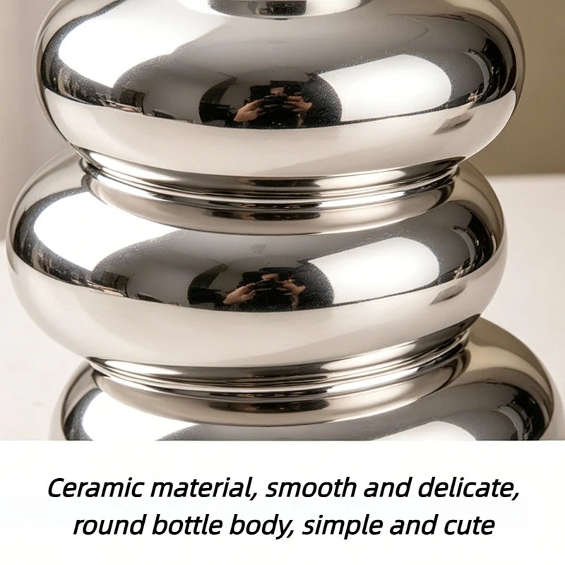Nordic Silver Ceramic Vase | Modern Home Décor & Gift Idea Decorative Ceramic Vase Babs