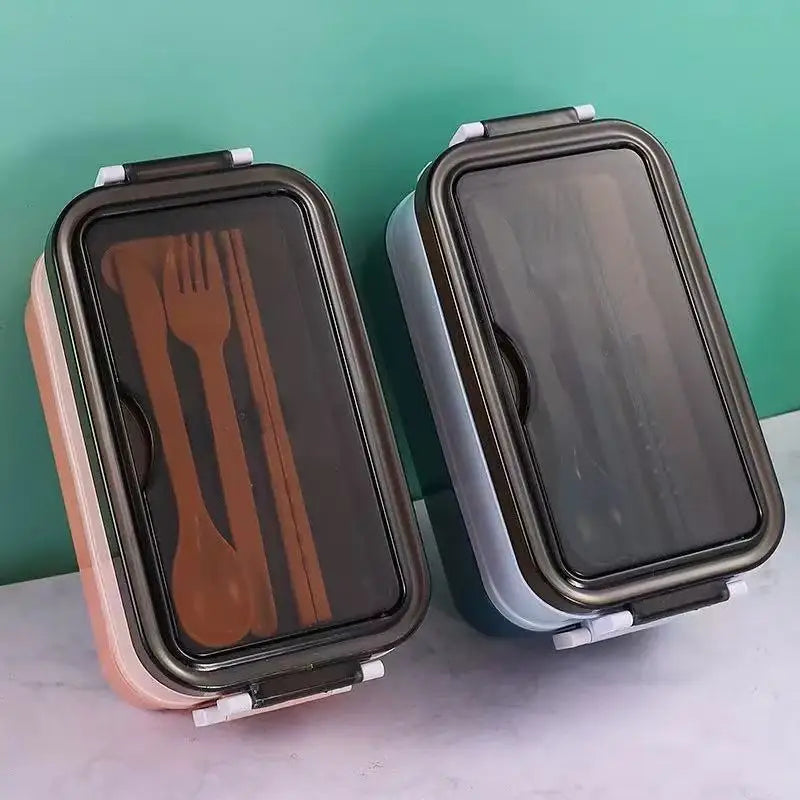 Double Layer Lunch Box with Compartments & Fork/Spoon Lunch Box Babs