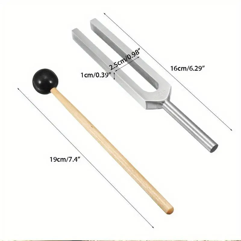 528Hz Aluminum Tuning Fork with Mallet – Chakra & Yoga Set Sound Healing Fork Babs