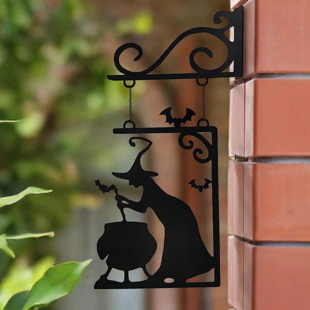 Halloween Witch Silhouette Metal Pendant Door Decoration Halloween Decoration Babs