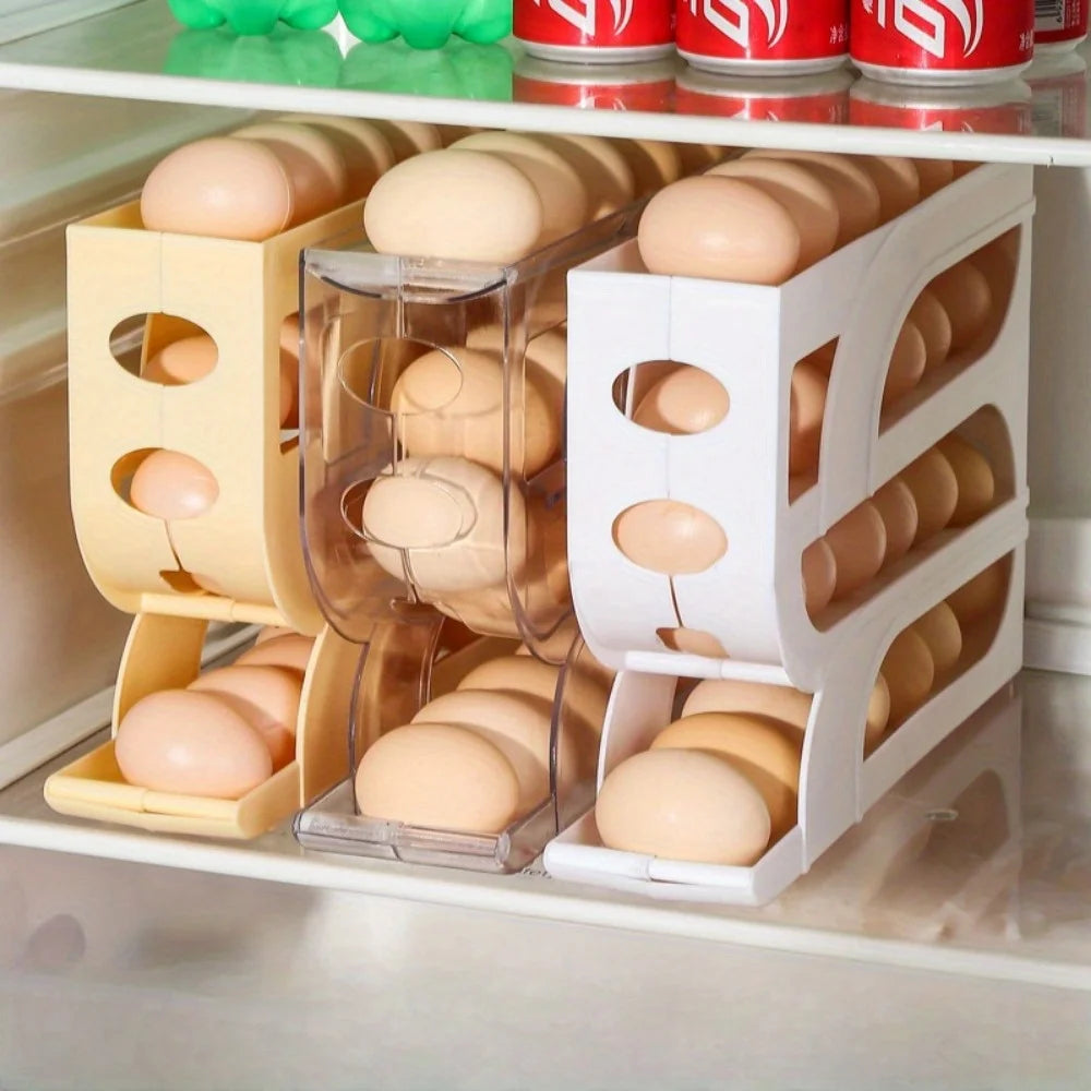 Automatic Rolling Egg Dispenser Tray – 20 or 30 Egg Organizer Egg Storage Organizer Babs