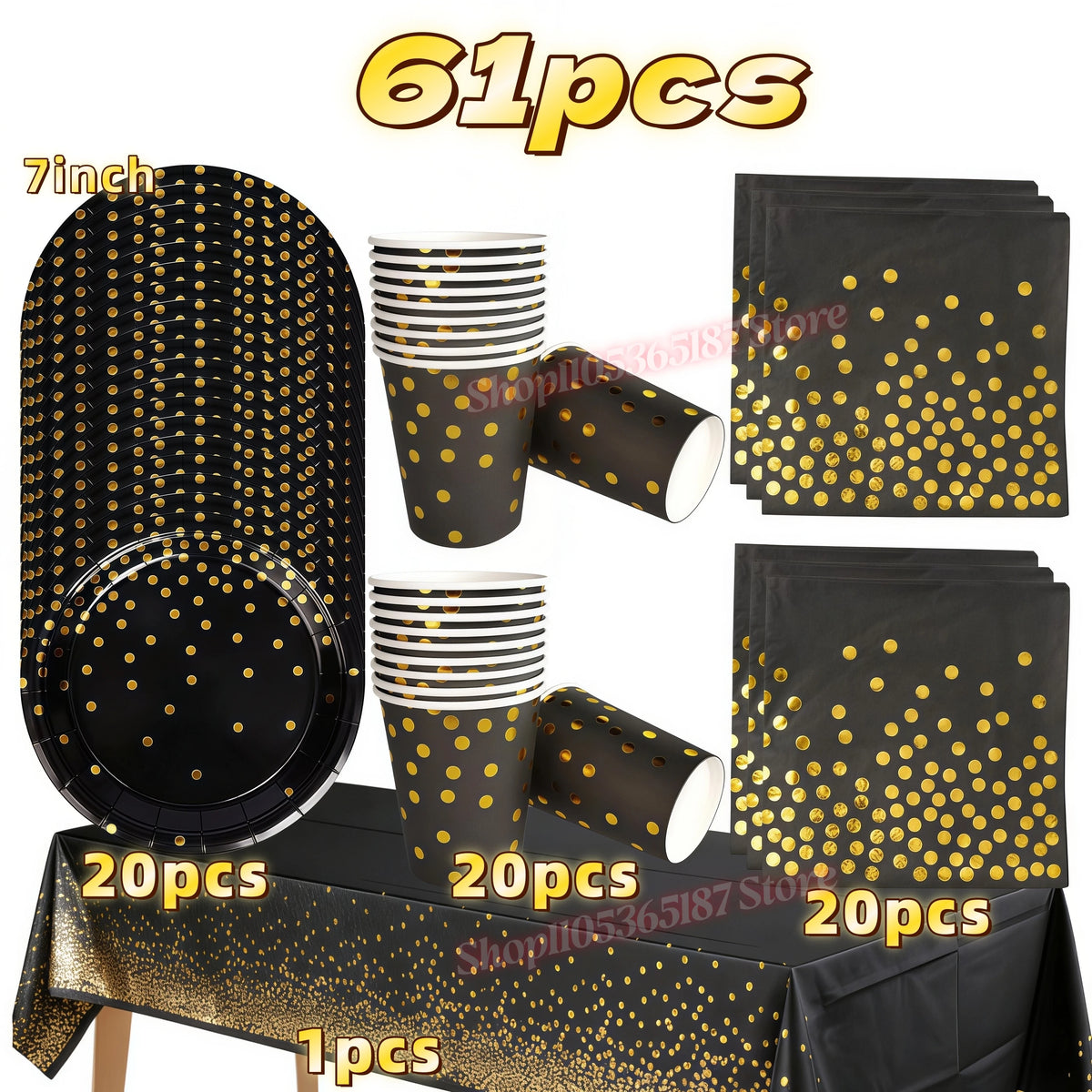 Rose Gold Dark Blue Party Tableware – Cups, Plates & Napkins Set Party Tableware Set Babs 61pcs 3 others