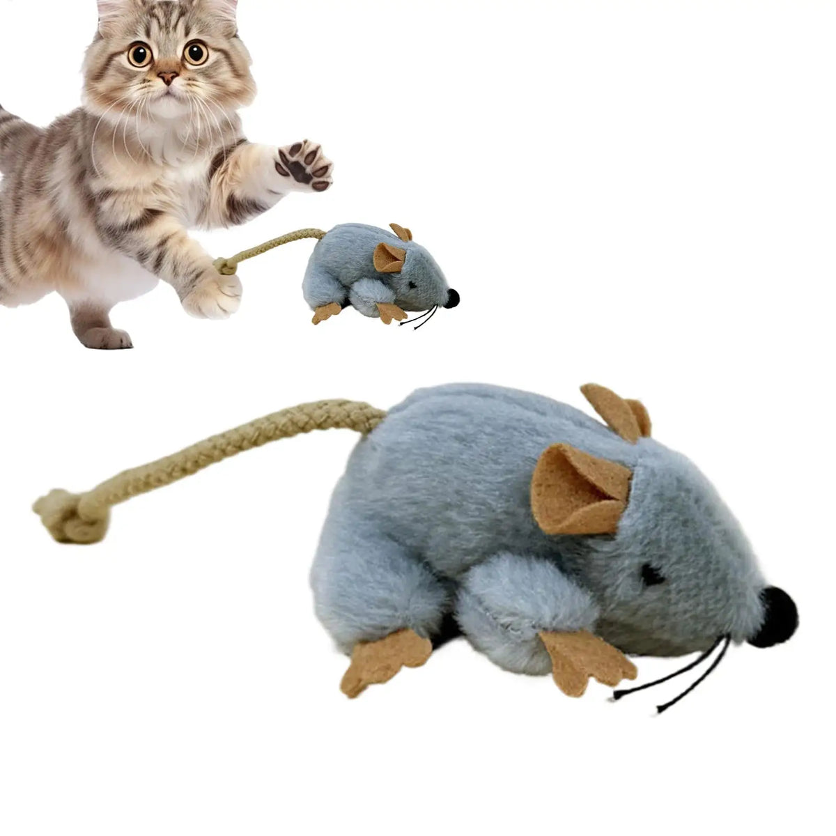 Interactive Plush Mouse Cat Toy – Kitten Chew & Play Cat Plush Toy Babs