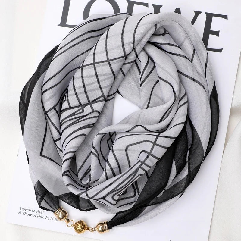 Women's Lightweight Printed Magnetic Clasp Scarf | All-Season Women's Fashion Scarf Babs