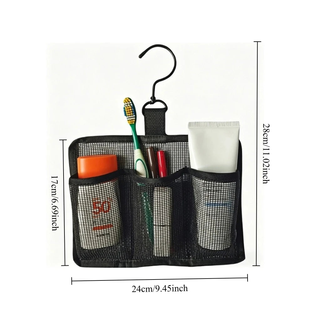 Portable Hanging Shower Caddy | 3-Compartment Mesh Bag Hanging Shower Caddy Babs