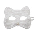10pcs Halloween Lace Half Face Masks – Cat & Fox Cosplay Costume Party Masks Babs white lace mask