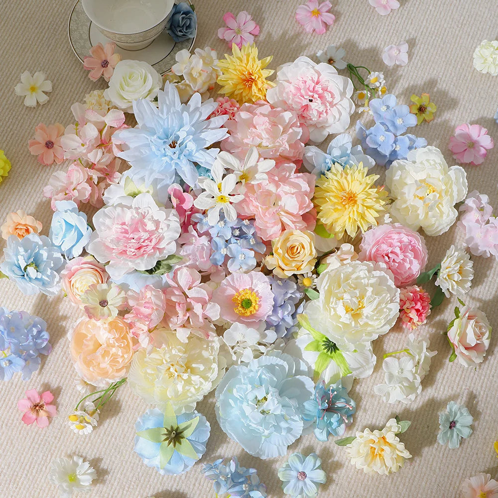 15/40Pcs Silk Artificial Daisy Rose Peony Flower Heads | Wedding Decor Artificial Flower Heads Babs