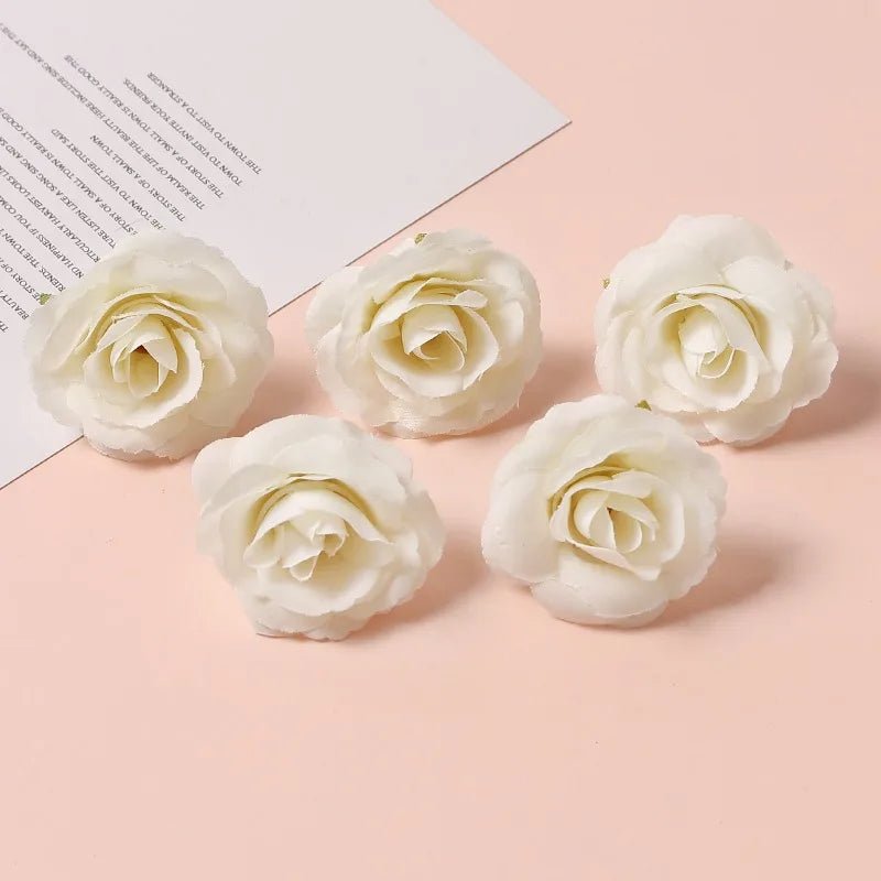 White Artificial Rose Flower Heads – Wedding & Home Decor