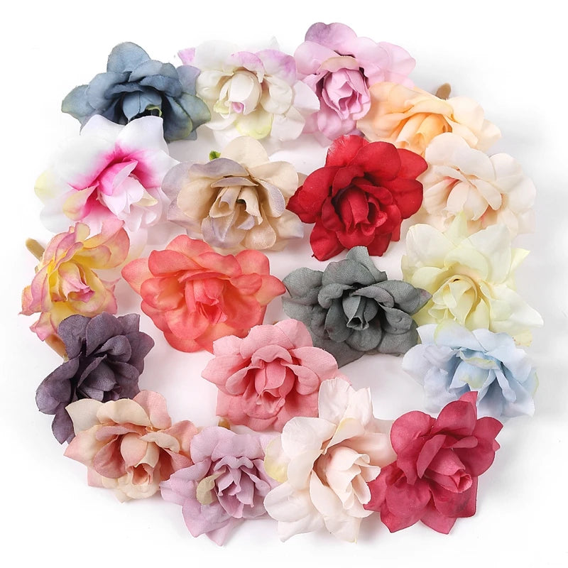 10Pcs Silk Artificial Rose Heads 4cm | Wedding & Home Decor Artificial Silk Flowers Babs