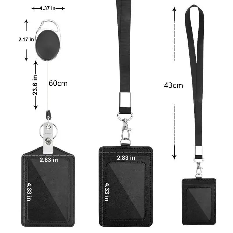 PU ID Card Holder Retractable Reel & Lanyard – 1 or 3 Pack ID Card Holder Babs