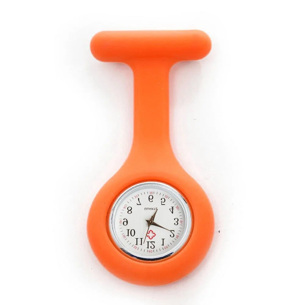 Women's Clip-On Fob Watch – Nurse Brooch Pin Pocket Watch Clip-On Fob Watch Babs orange