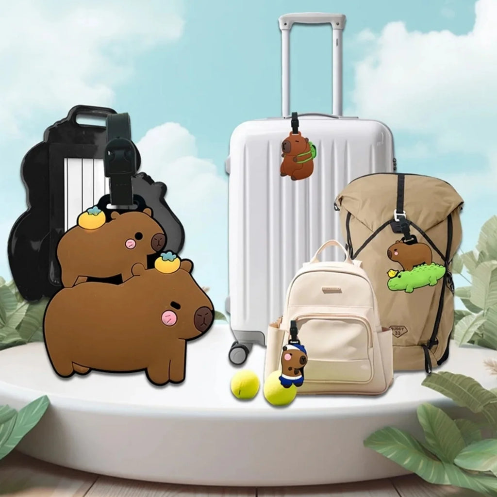 Cartoon Capybara PVC Luggage Tag – ID & Address Holder Luggage Tag Babs