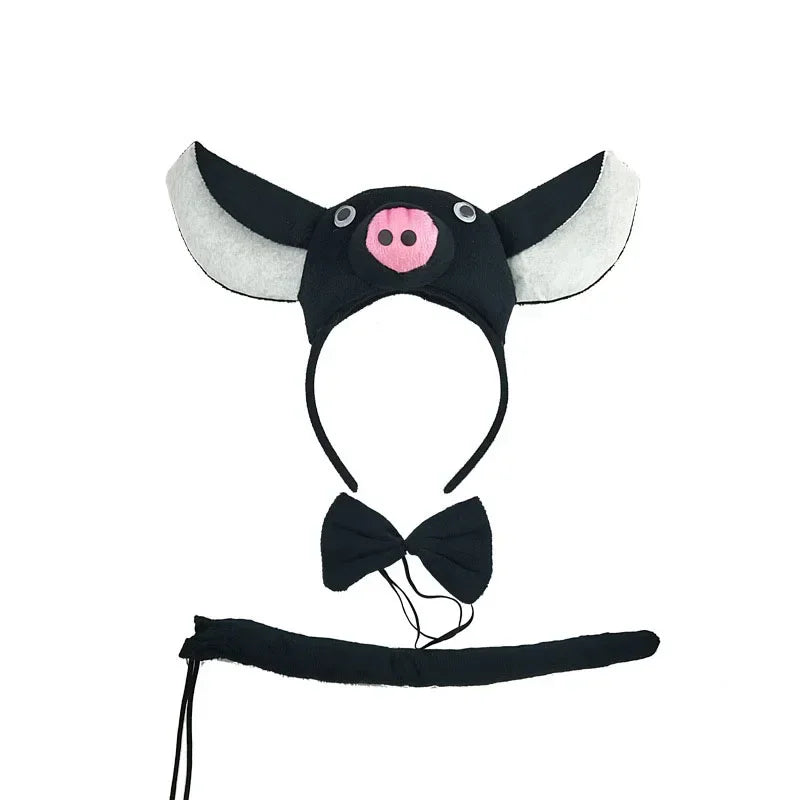 Animal Ear Headband Bow Tie Costume Set – Party & Cosplay
