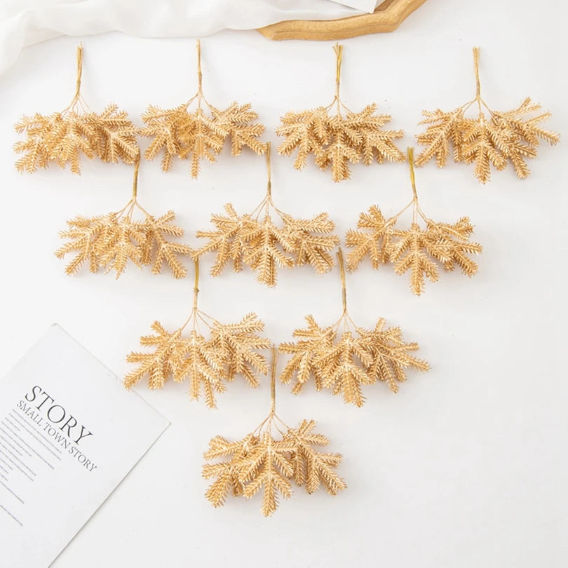 6 Pcs Artificial Frosted Gold Branches for Wedding & Holiday Decor Artificial Decor Branches Babs
