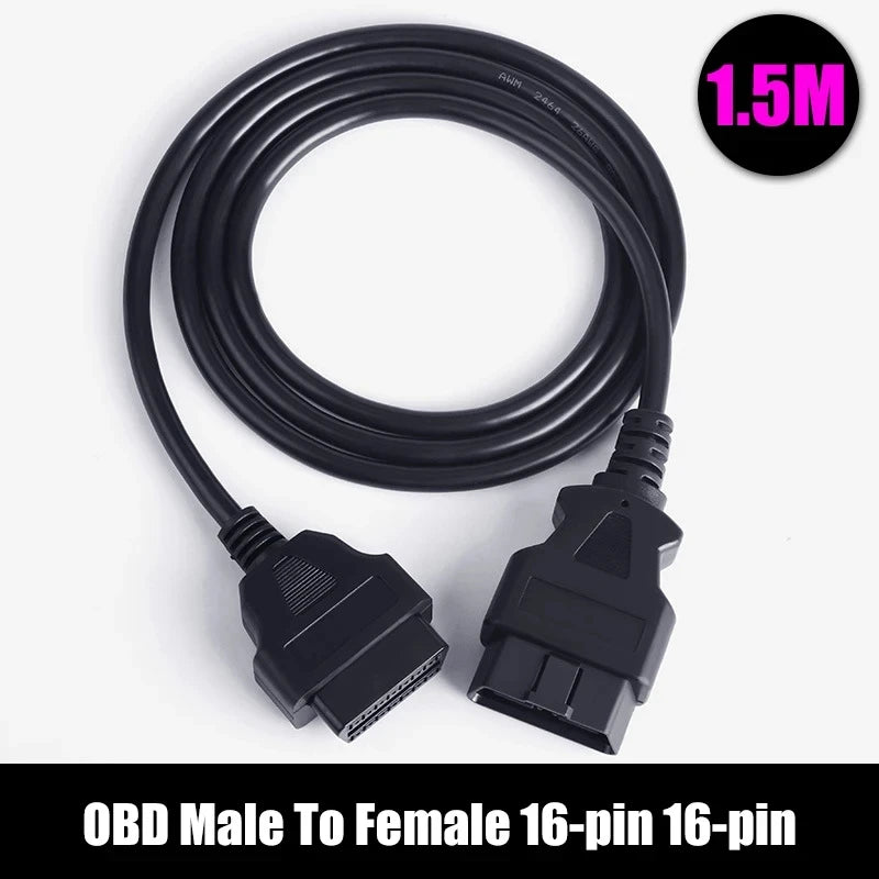OBD2 16-Pin Extension Cable Male to Female ELM327 Adapter OBD2 Extension Cable Babs 16pin 1.5M
