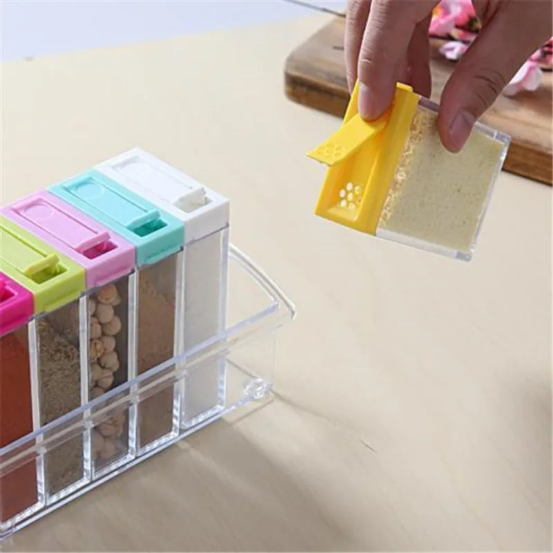 6-Grid Transparent Seasoning Box Set | Kitchen Spice Organizer Spice Jar Organizer Babs