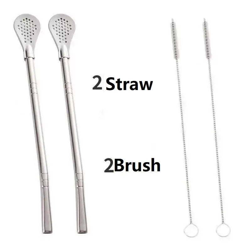 Stainless Steel Yerba Mate Bombilla – Washable Gourd Filter Straw Mate Bombilla Filter Babs (2)-4PCS