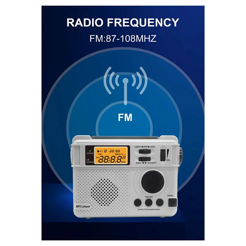 Hand Crank Emergency FM Radio – Bluetooth, Flashlight & Power Bank Emergency Radio Babs