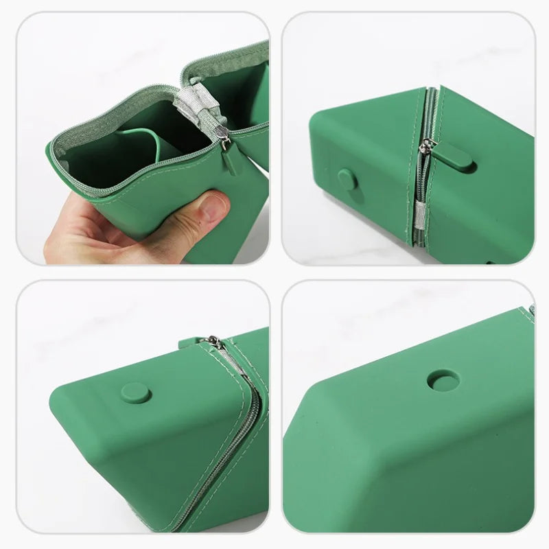 Aesthetic Zipper Pencil Case with Hidden Pocket | Silicone Pencil Case Babs