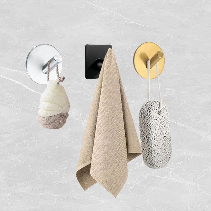 4-Pack Self-Adhesive Stainless Steel Wall Hooks – No-Drill Adhesive Wall Hooks Babs